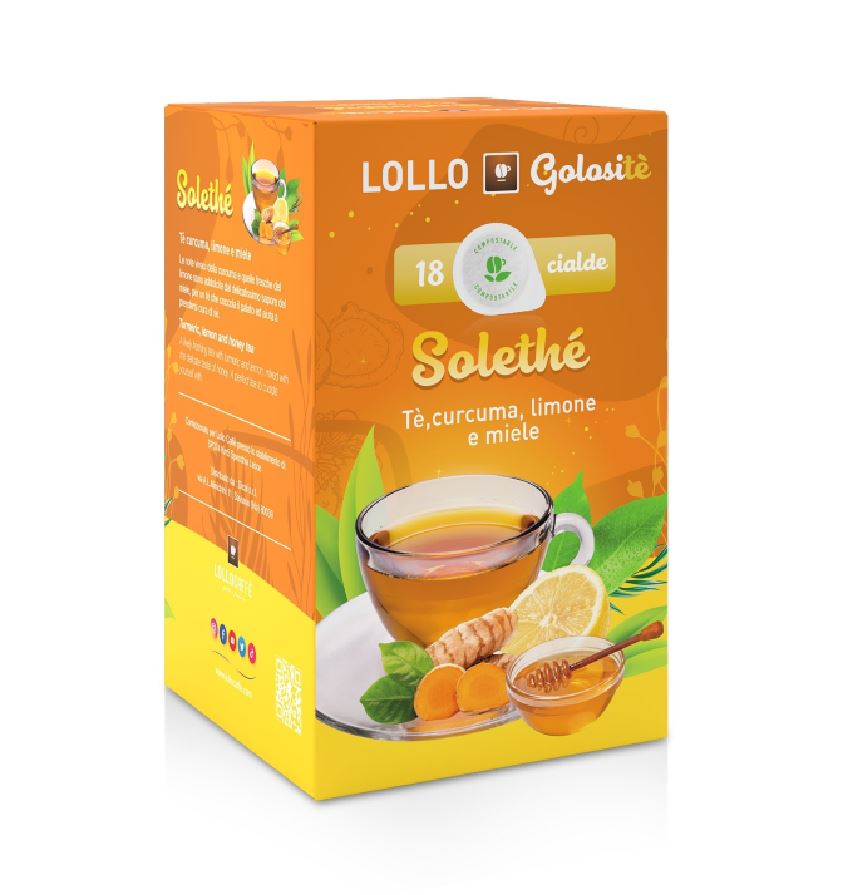 Cialde ESE Lollo Caffe Golositè Solethé - Tè Curcuma, Limone e Miele 18pz