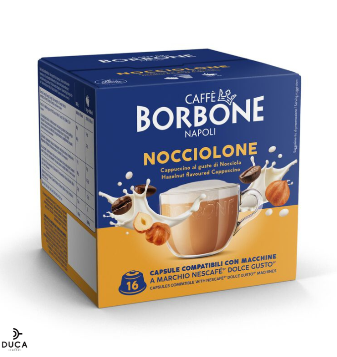 16 Capsule Borbone NOCCIOLONE Per Bevanda Solubile Al Gusto Cappuccino Alla Nocciola