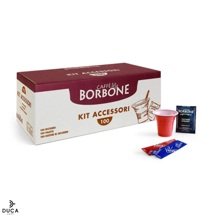 Kit 100 Bicchieri Palette e Zucchero Borbone