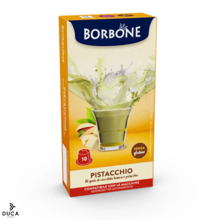 10 Capsule Borbone Per Bevanda Solubile Gusto CIOCCOLATA BIANCA E PISTACCHIO