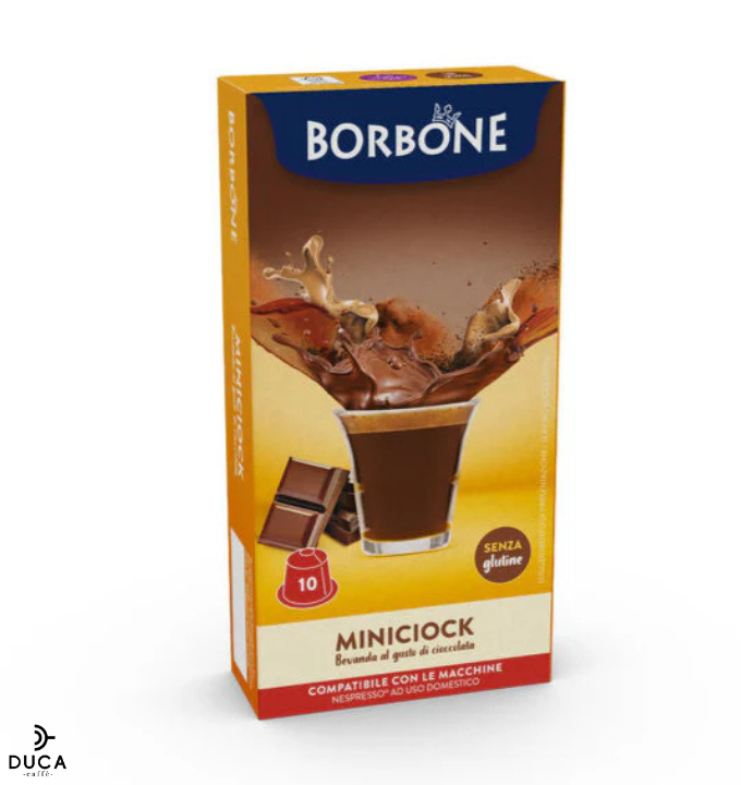10 Capsule Borbone MINICIOCK per Bevanda Solubile Al Gusto Di Cioccolata