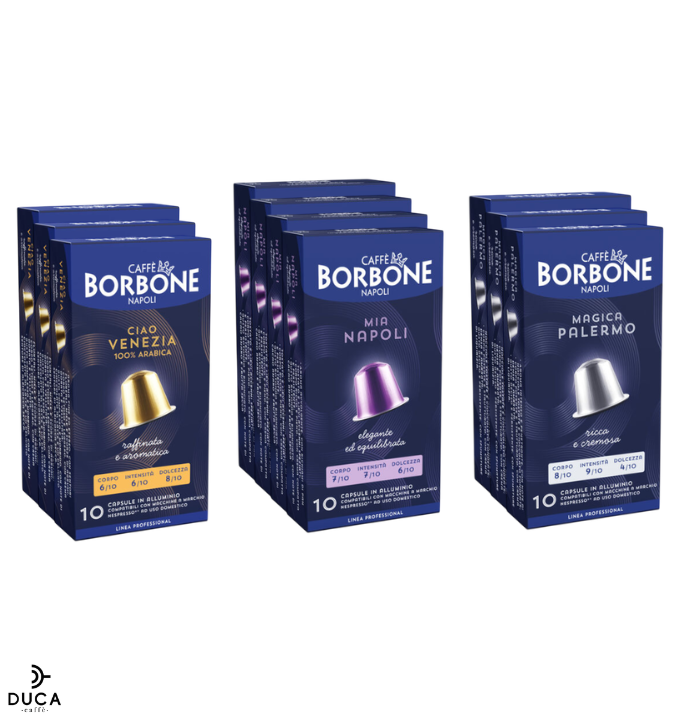 KIT Degustazione 100 Capsule COMPATIBILI miscele miste Borbone in Alluminio