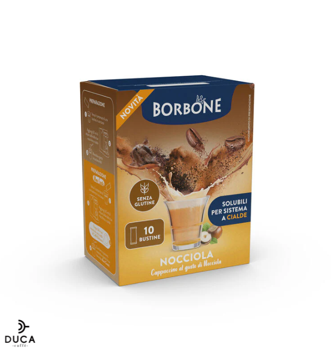 10 STICK PREPARATO SOLUBILE PER BEVANDA AL GUSTO DI CAPPUCCINO E NOCCIOLA