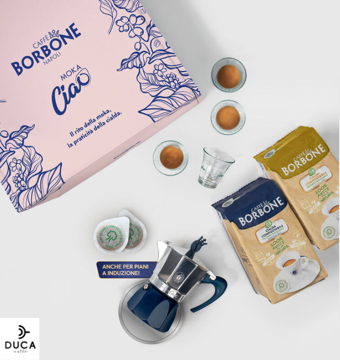 Nuova Moka Ciao confezione regalo - 30 cialde e 4 bicchierini di vetro in omaggio