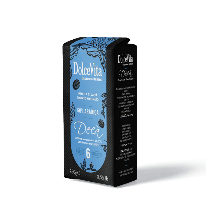 Confezione Caffè macinato 250 gr. DECAFFEINATO.